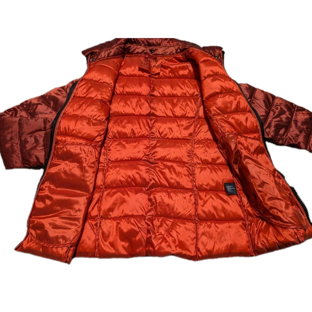 ANA A NEW APPROACH Packable Puffer Jacket Women's Size M Orange Metallic Zip Up - Picture 3 of 7